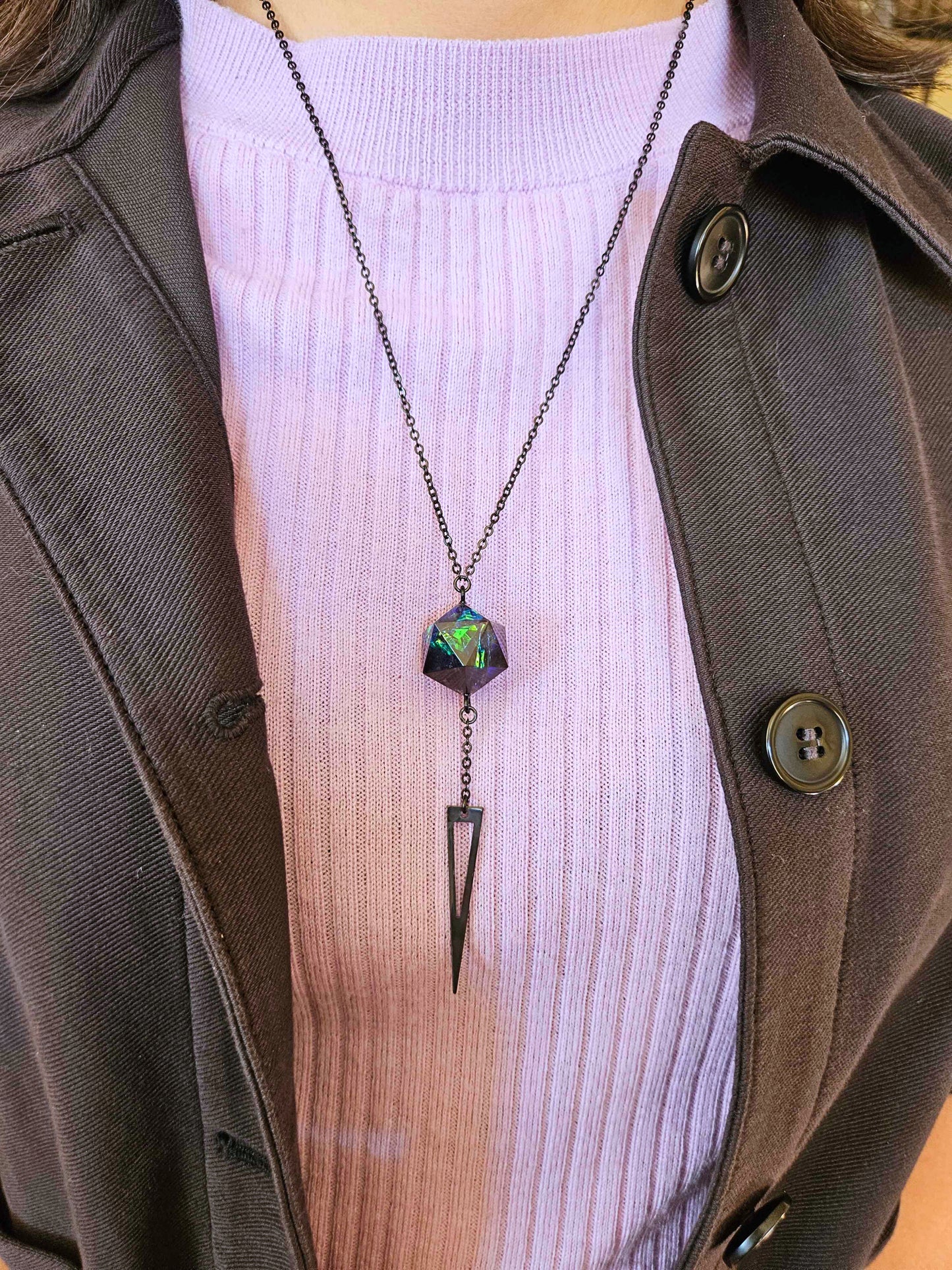 Eldritch Blast D20 Spike Necklace