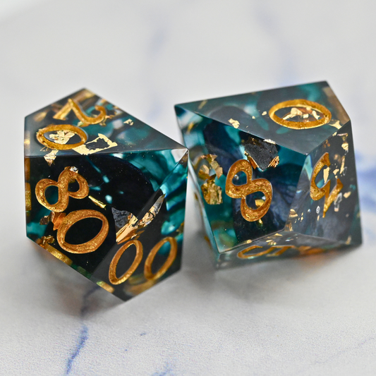 Adorned D% and D10 Pair