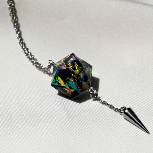 Chaos Bolt Steel Spike D20 Necklace