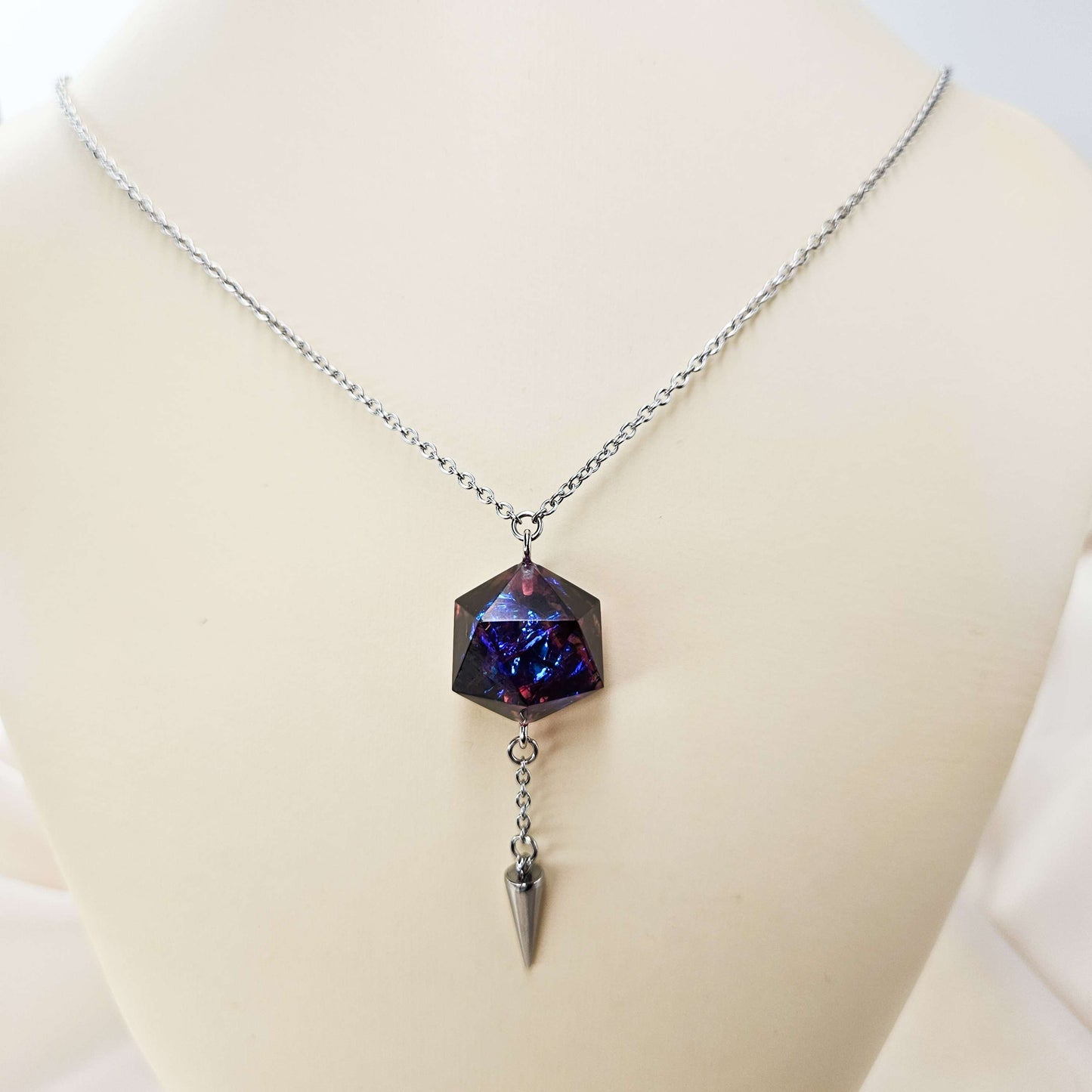 Dissonant Whispers D20 Spike Necklace (Steel)