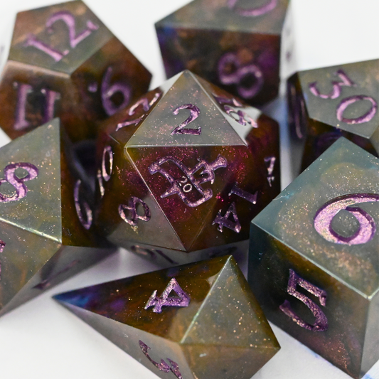 Purple and Gold Experimental Dice Set